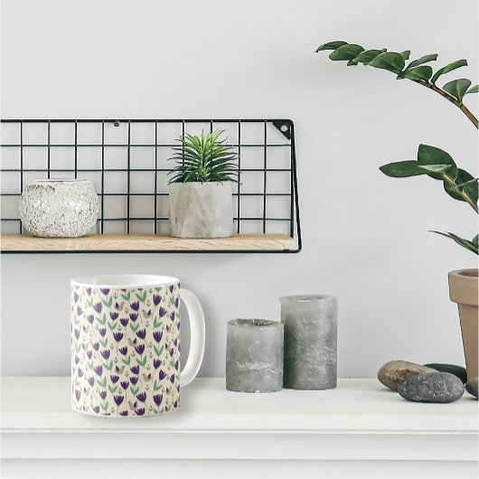 Eenvoudig Scandinavische bloemen en vogelpatroon Koffiemok