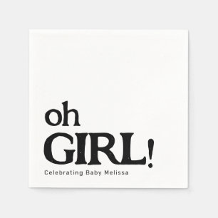 Eenvoudig Schattig Baby shower Zwart en Wit Oh Mei Servet