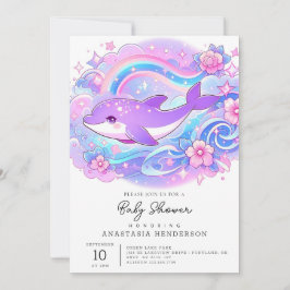 Eenvoudig Schattig Dolfijn Baby shower Kaart
