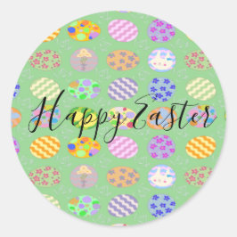 Eenvoudig schattig groen paascoresticker ronde sticker