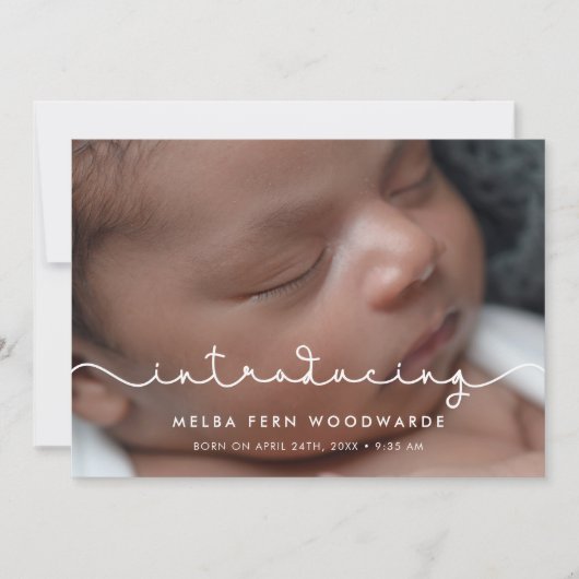 Eenvoudig schattig lettertype Introducing baby fot Aankondiging (Voorkant)
