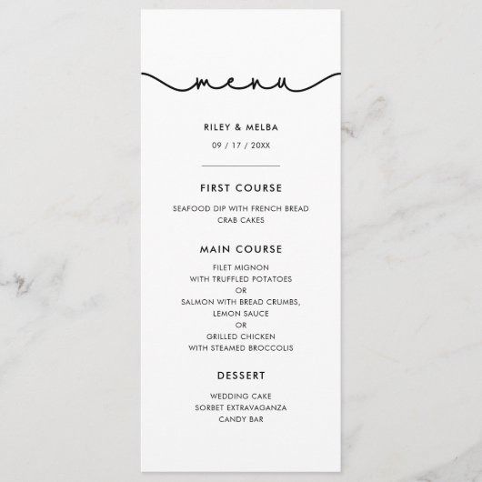 Eenvoudig schattig lettertype menu (Voorkant)