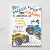 Eenvoudig schattig modern monstertruck kind 1e ver kaart (Voorkant)