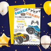 Eenvoudig schattig modern monstertruck kind 1e ver kaart