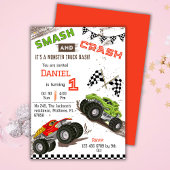 Eenvoudig schattig modern monstertruck kind 1e ver kaart