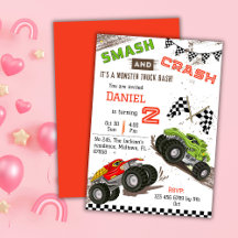 Eenvoudig schattig modern monstertruck kind 2e ver