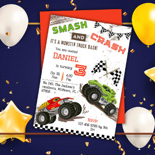 Eenvoudig schattig modern monstertruck kind 3e ver kaart