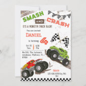 Eenvoudig schattig modern monstertruck kind 4e ver kaart (Voorkant)