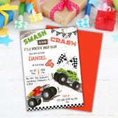 Eenvoudig schattig modern monstertruck kind 4e ver kaart