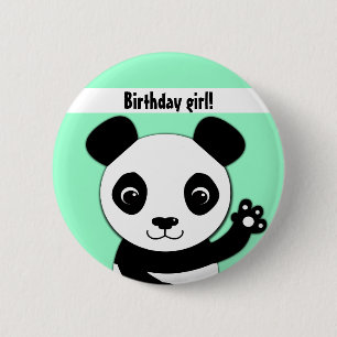 Eenvoudig schattig panda-meisje ronde button 5,7 cm
