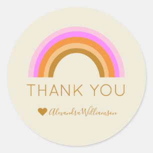Eenvoudig Schattig Retro Regenboog Gepersonaliseer Ronde Sticker