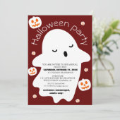 Eenvoudig schattig spooky halloween kostuum party kaart (Staand voorkant)