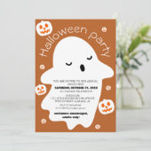 Eenvoudig schattig spooky halloween kostuum party kaart (Staand voorkant)