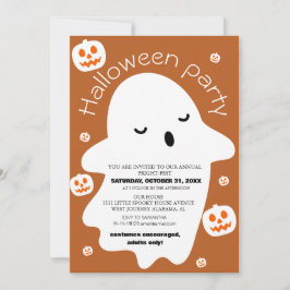 Eenvoudig schattig spooky halloween kostuum party kaart