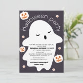 Eenvoudig schattig spooky halloween kostuum party kaart (Staand voorkant)