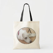 Eenvoudig Schattig, wit Initiaal, zwart Tote Bag (Voorkant)