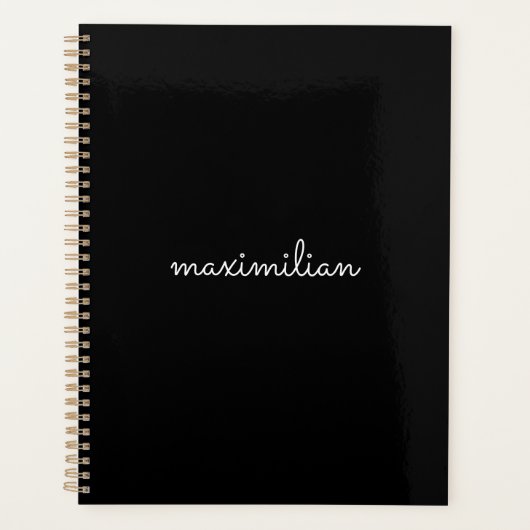 Eenvoudig schattig zwart aangepaste script naam te planner (Voorkant)