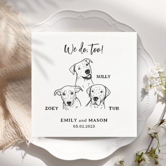 Eenvoudig Schattige 3 Honden Huisdier Bruiloft Cus Servet