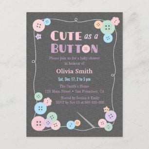 Eenvoudig Schattige als een Button Baby Shower Uit Kaart