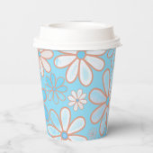 Eenvoudig Schattige Blauw en Wit Daisy Papieren Bekers (Achterkant)