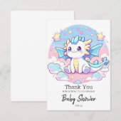 Eenvoudig Schattige Dragon Baby shower Bedankkaart (Voorkant / Achterkant)