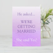 Eenvoudig Schattige Grappig Paarse Ze zei Ja Trouw Kaart (Staand voorkant)