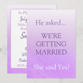 Eenvoudig Schattige Grappig Paarse Ze zei Ja Trouw Kaart (Voorkant / Achterkant)