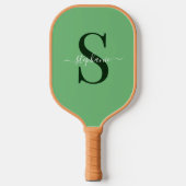 Eenvoudig Schattige Groen Monogram Initiaal Naam Pickleball Paddle (Voorkant)