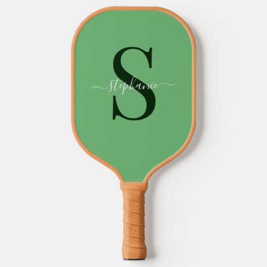 Eenvoudig Schattige Groen Monogram Initiaal Naam Pickleball Paddle (Voorkant)