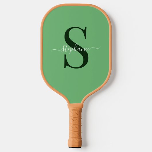 Eenvoudig Schattige Groen Monogram Initiaal Naam Pickleball Paddle (Achterkant)