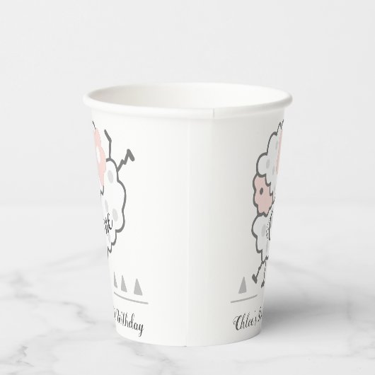 Eenvoudig Schattige Jumping Lamb 1e Verjaardag Roz Papieren Bekers (Rechts)