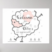 Eenvoudig Schattige Jumping Lamb 1e Verjaardag Wel Poster (Voorkant)