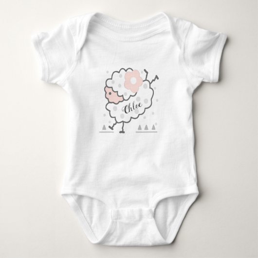 Eenvoudig Schattige Jumping Lamb Roze & Wit Romper (Voorkant)