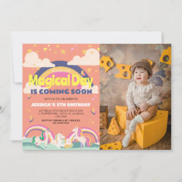 Eenvoudig Schattige Meisje Foto Eenhoorn Eerste Ve Kaart