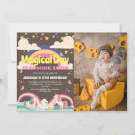 Eenvoudig Schattige Meisje Foto Eenhoorn Eerste Ve Kaart