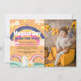 Eenvoudig Schattige Meisje Foto Eenhoorn Eerste Ve Kaart