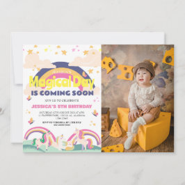 Eenvoudig Schattige Meisje Foto Eenhoorn Eerste Ve Kaart