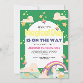 Eenvoudig Schattige Meisje Foto Eenhoorn Eerste Ve Kaart