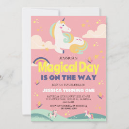 Eenvoudig Schattige Meisje Foto Eenhoorn Eerste Ve Kaart