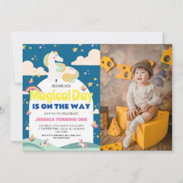 Eenvoudig Schattige Meisje Foto Eenhoorn Eerste Ve Kaart