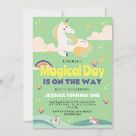 Eenvoudig Schattige Meisje Foto Eenhoorn Eerste Ve Kaart