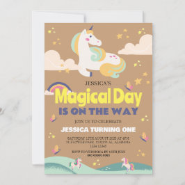 Eenvoudig Schattige Meisje Foto Eenhoorn Eerste Ve Kaart