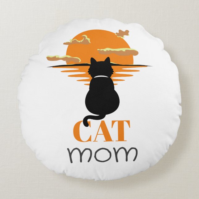 Eenvoudig Schattige Script Huisdier eigenaar Cat M Rond Kussen (Voorkant)