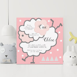 Eenvoudig Schattige springen wit lam 1e verjaardag Kaart