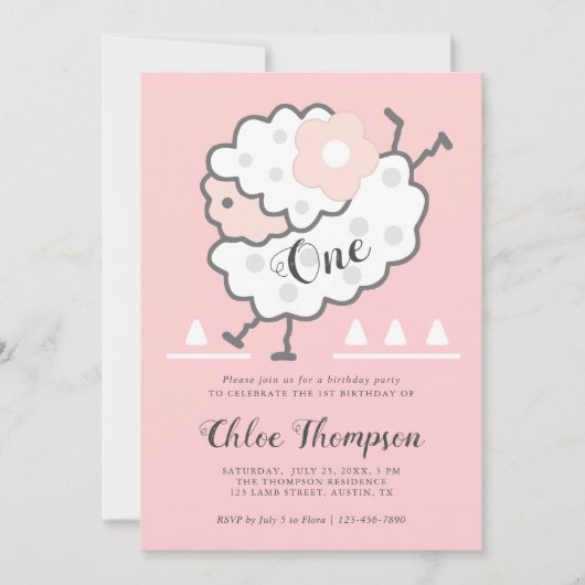 Eenvoudig Schattige springen wit lam 1e verjaardag Kaart (Voorkant)