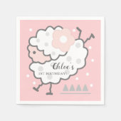 Eenvoudig Schattige Springen wit Lamb 1e Verjaarda Servet (Voorkant)