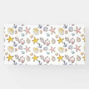 Eenvoudig Schattige strandontwerp Spandoek