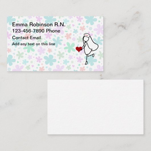 Eenvoudig Schattige Verpleegster Visitekaartje Ont (Voorkant / Achterkant)