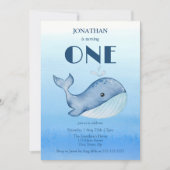 Eenvoudig Schattige Walvisblauw Zee 1e Verjaardag Kaart (Voorkant)