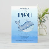 Eenvoudig Schattige Walvisblauw Zee 2e Verjaardag Kaart (Staand voorkant)